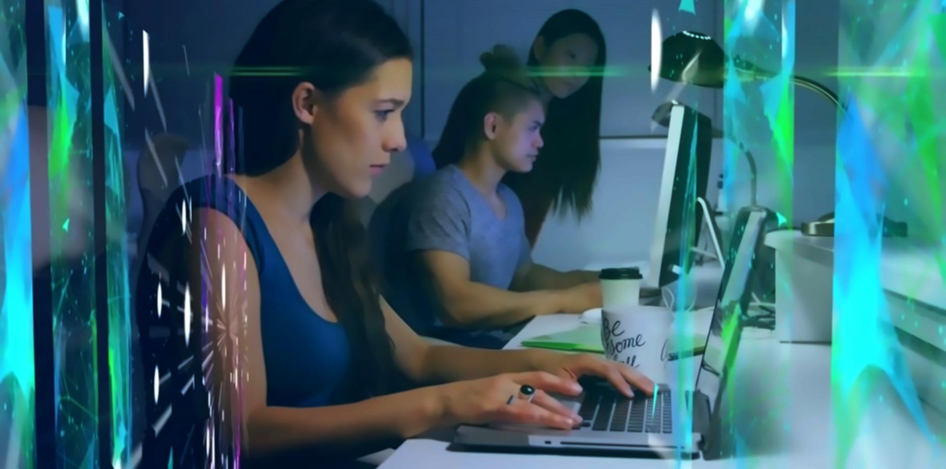 Students collaborating on e-commerce project development